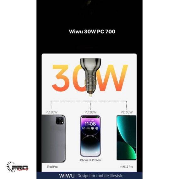 WIWU PC700 Lighter 3 in 1 Dual usb-C + usb-A 80W Fast Charger - Image 3